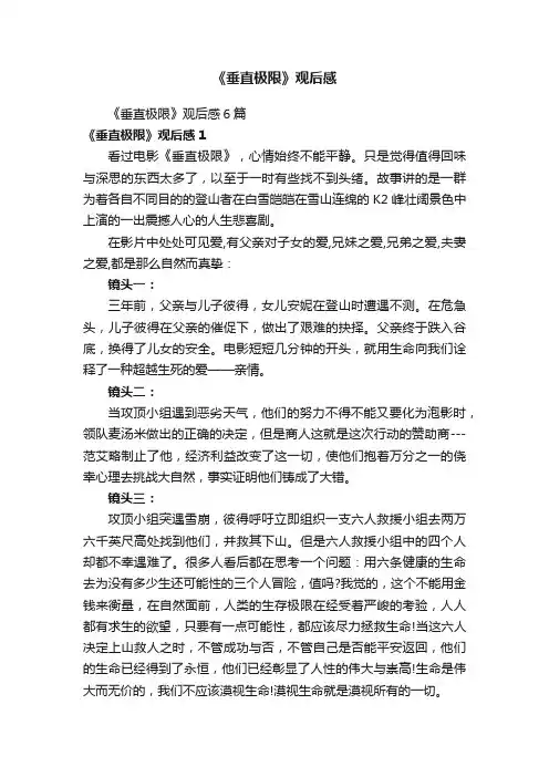 《垂直极限》观后感