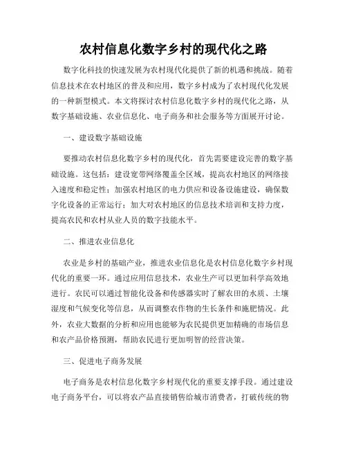 农村信息化数字乡村的现代化之路