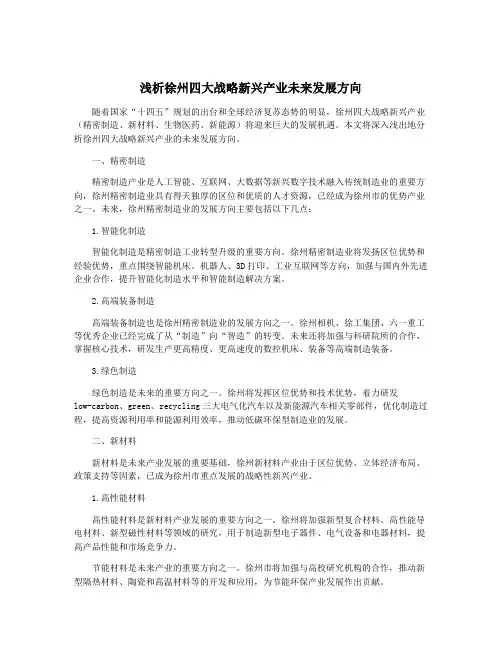 浅析徐州四大战略新兴产业未来发展方向