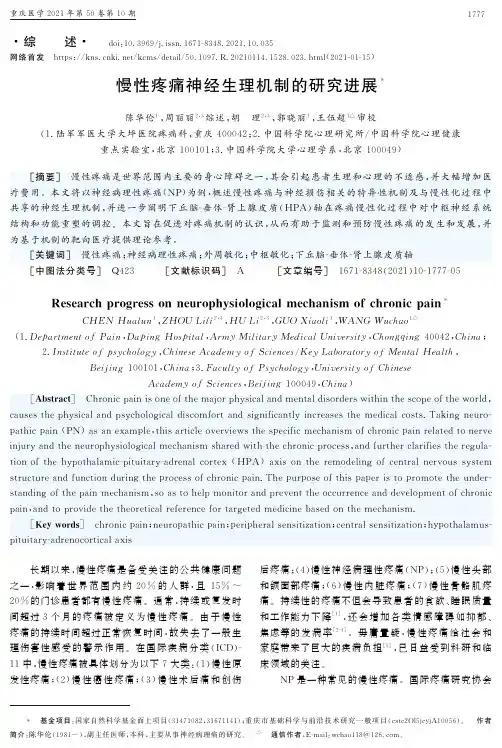 慢性疼痛神经生理机制的研究进展