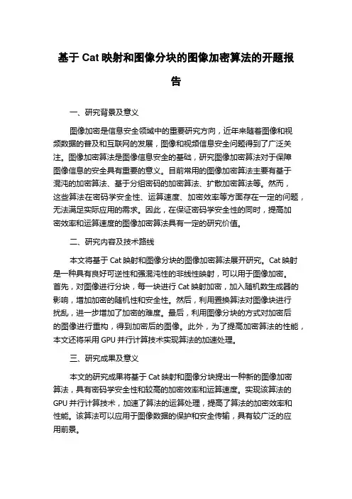 基于Cat映射和图像分块的图像加密算法的开题报告