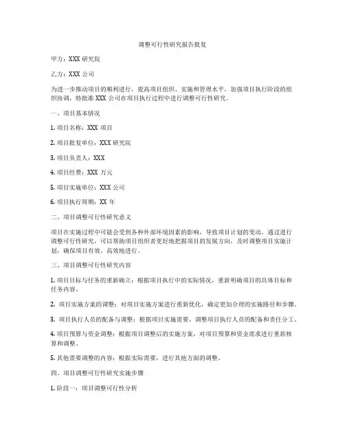 调整可行性研究报告批复