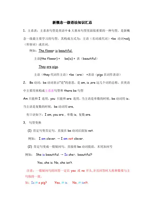 新概念一级语法知识总结