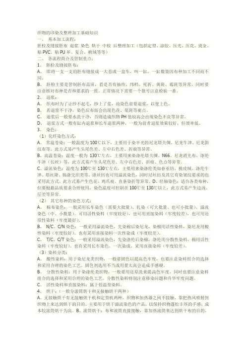 织物的印染及整理加工基础知识