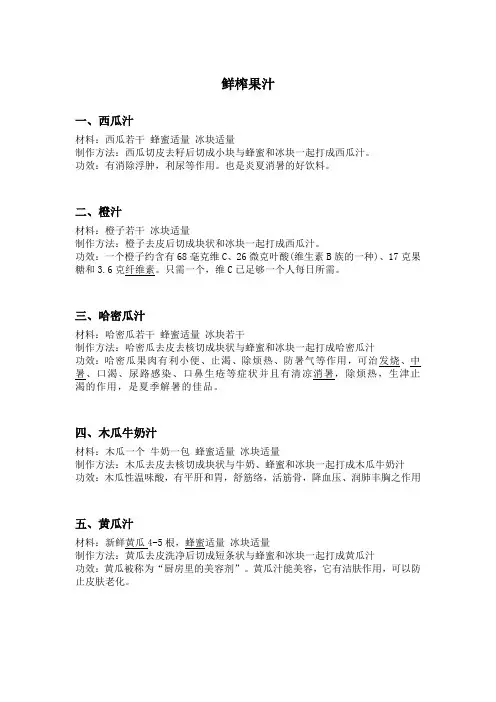 酒吧鲜榨果汁、营养热饮