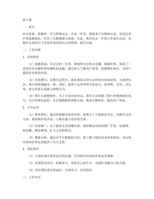 自媒体工作总结文案范文(3篇)