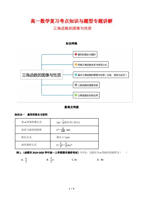 高一数学复习考点知识与题型专题讲解11--- 三角函数的图像与性质