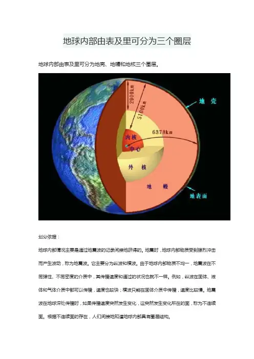 地球内部由表及里可分为( )三个圈层