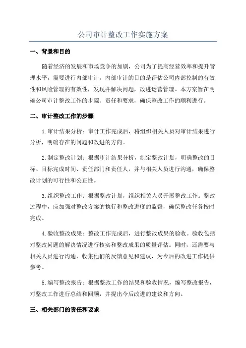 公司审计整改工作实施方案