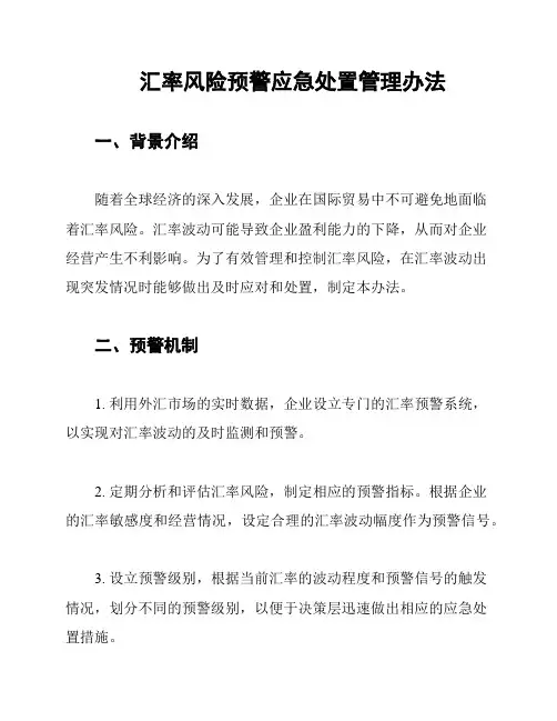 汇率风险预警应急处置管理办法