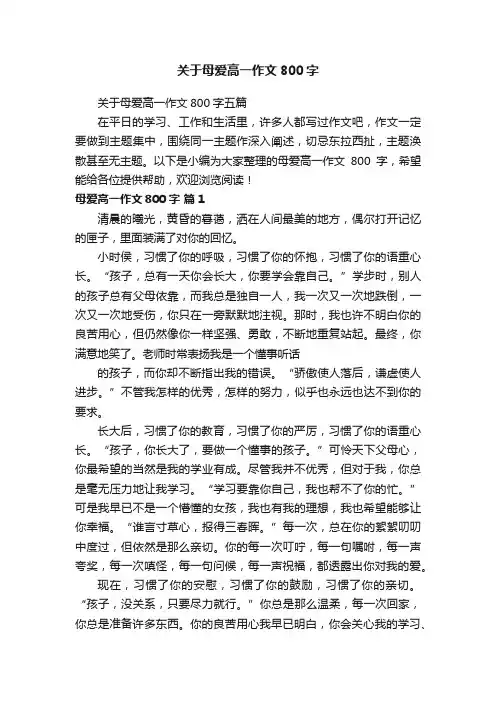 关于母爱高一作文800字