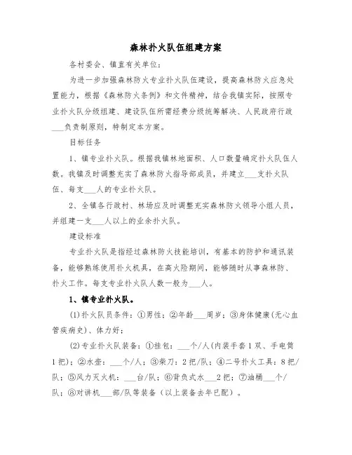 森林扑火队伍组建方案(3篇)