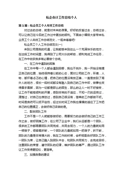 私企会计工作总结个人
