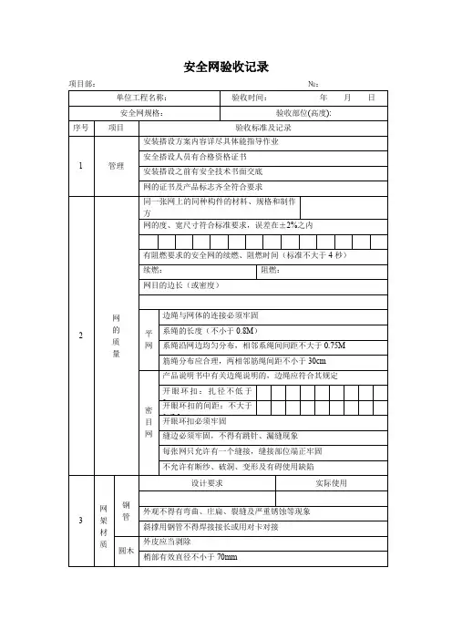安全网验收记录