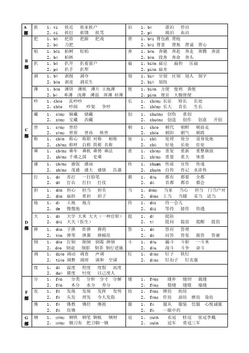 小学多音字复习