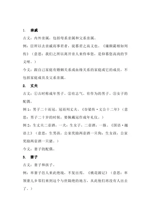 2023高考 文言文常见古今异义词