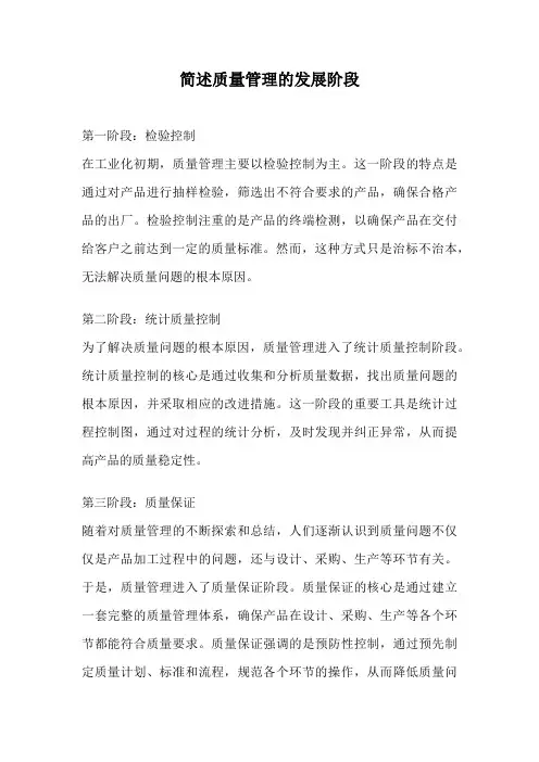 简述质量管理的发展阶段