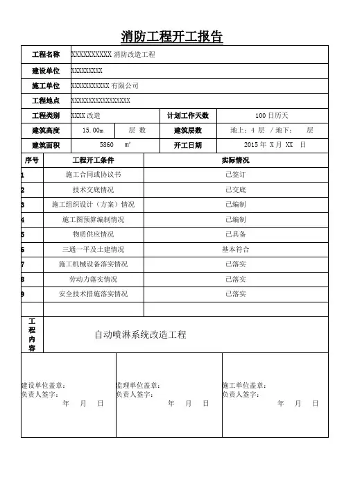 (最新)消防工程开工报告