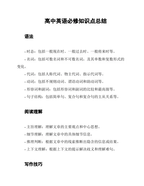高中英语必修知识点总结