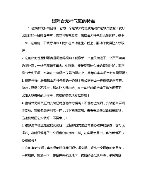 磁耦合无杆气缸的特点