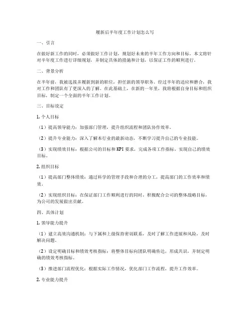 履新后半年度工作计划怎么写