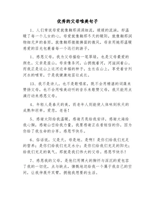 优秀的父母唯美句子