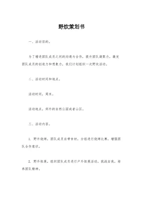 野炊策划书