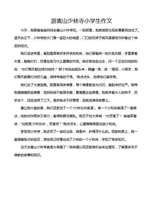 游嵩山少林寺小学生作文