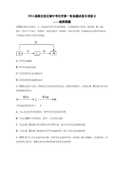 2024届湖北省区域中考化学第一轮真题专项复习——流程图题(含解析)