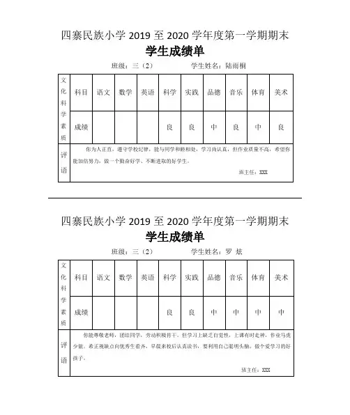 学生成绩单模板