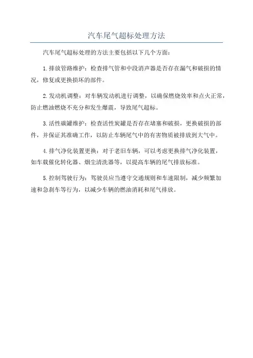 汽车尾气超标处理方法