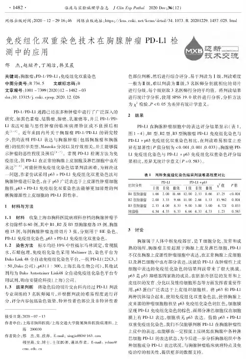 免疫组化双重染色技术在胸腺肿瘤PD-L1检测中的应用