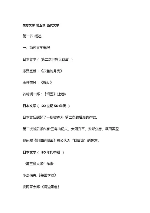 东方文学 第五章 当代文学