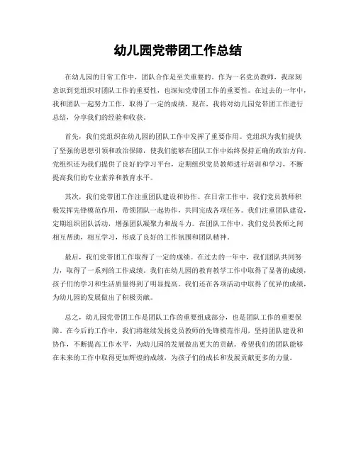 幼儿园党带团工作总结