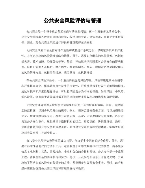 公共安全风险评估与管理