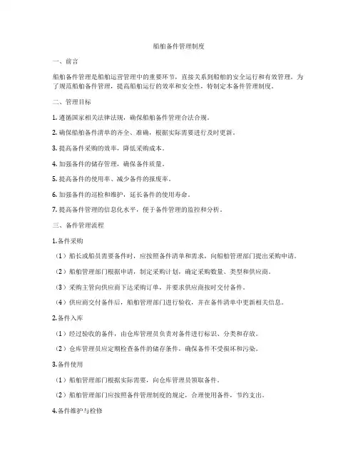 船舶备件管理制度