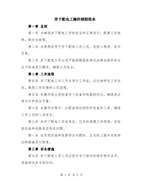 井下配电工操作规程范本