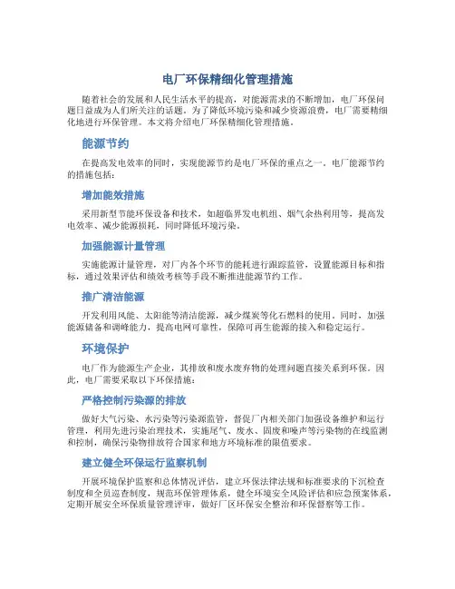 电厂环保精细化管理措施