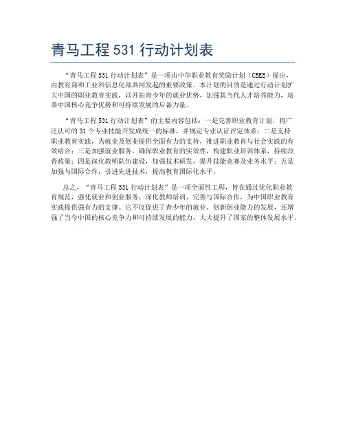 青马工程531行动计划表