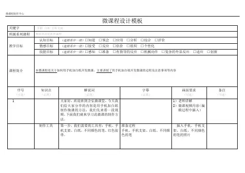 微课程设计脚本模板