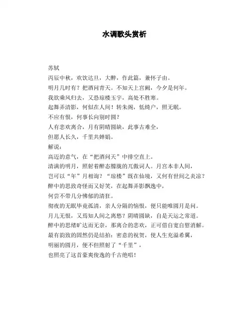 水调歌头赏析