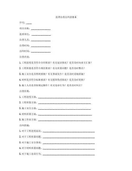 监理自查自纠表格6