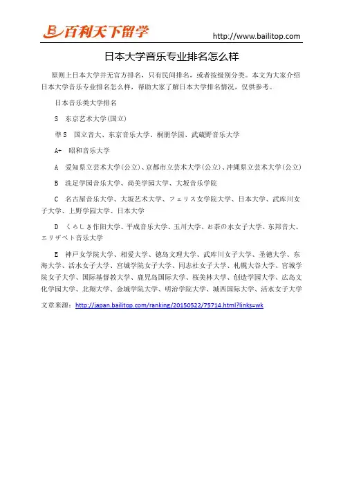 日本大学音乐专业排名怎么样