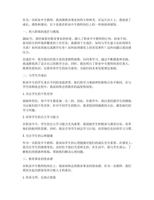 职业中专教师体验感言
