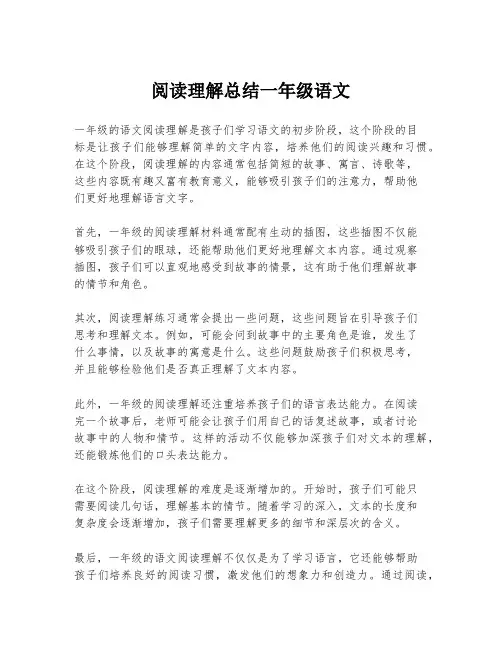 阅读理解总结一年级语文