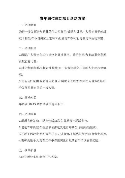 青年岗位建功项目活动方案