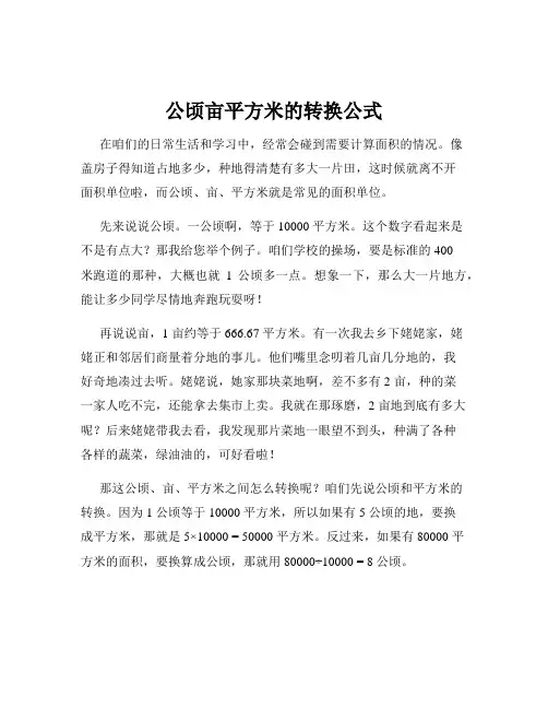 公顷亩平方米的转换公式