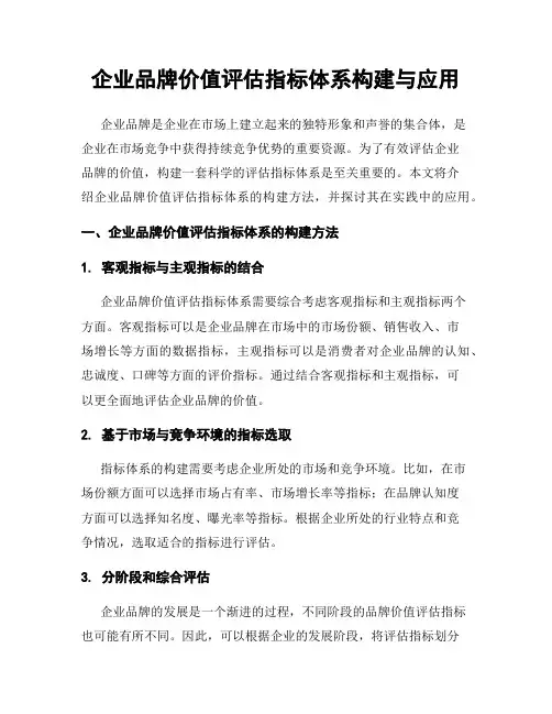 企业品牌价值评估指标体系构建与应用