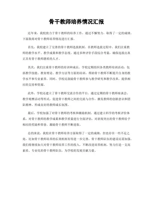 骨干教师培养情况汇报