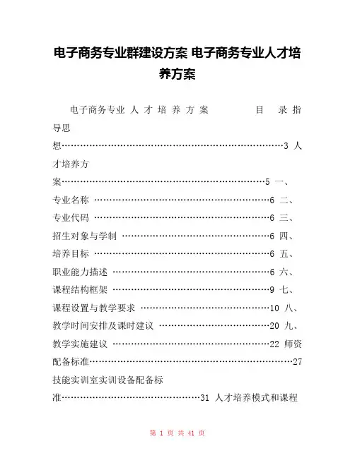 电子商务专业群建设方案 电子商务专业人才培养方案